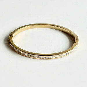 Michael Kors Pave Crystal Goldtone Women’s Bracelet With Fold Over Clasp Closure